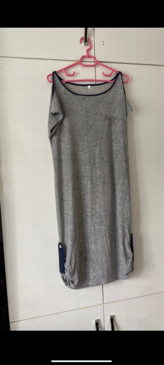 Gri Midi Hamile Rahat Elbise - Görsel 2