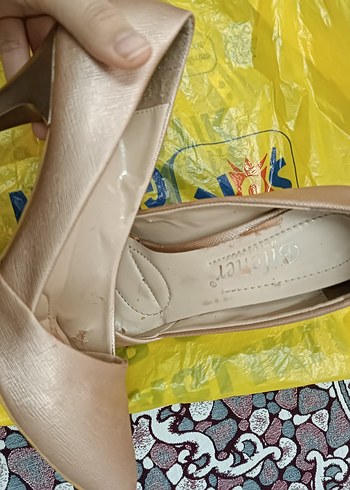 Bej Yılan Desenli Bağcıklı Stiletto - Görsel 2