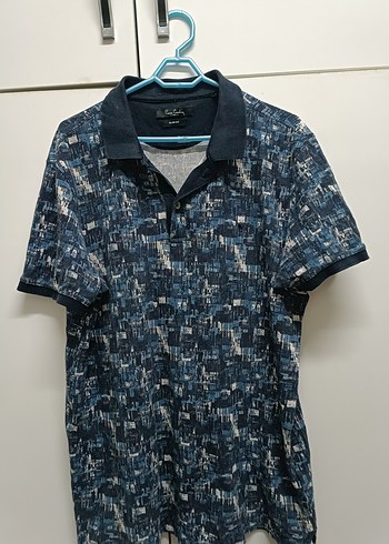 Erkek Lacivert Batik Desenli Kısa Kollu Polo Tişört - Görsel 2