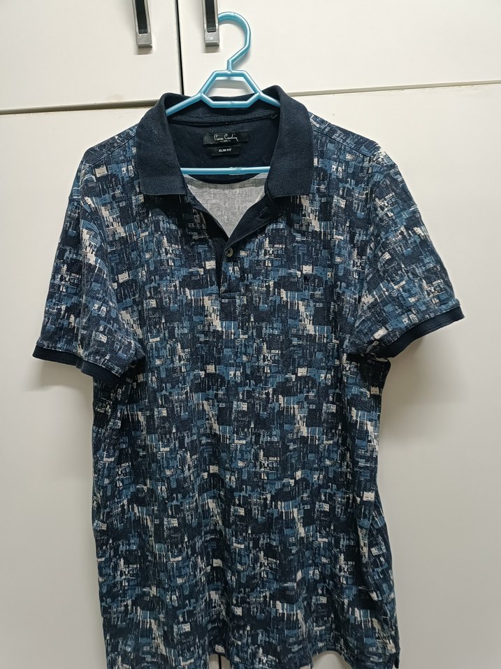 Erkek Lacivert Batik Desenli Kısa Kollu Polo Tişört - Görsel 2