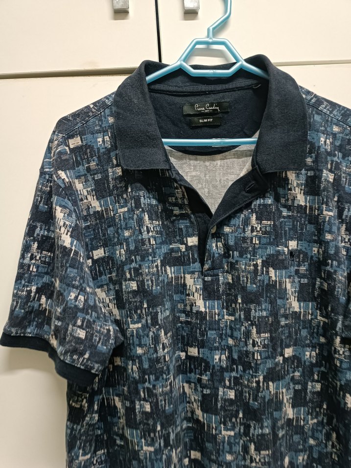 Erkek Lacivert Batik Desenli Kısa Kollu Polo Tişört - Görsel 3