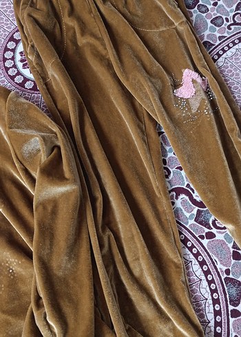 Kızlar için kahverengi kapüşonlu sequinsli eşofman takımı - Görsel 4