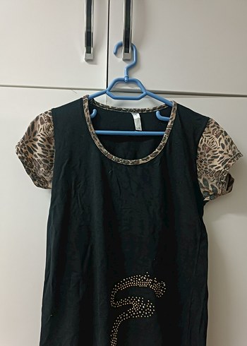 Payetli Siyah Hamile Tişörtü - Görsel 2