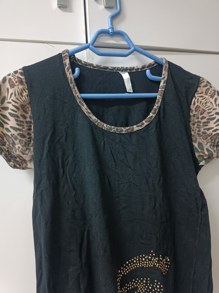 Payetli Siyah Hamile Tişörtü - Görsel 3