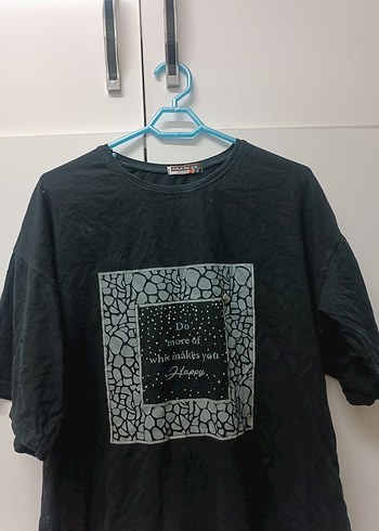 Siyah Baskılı Oversize Erkek Tişört - Görsel 3