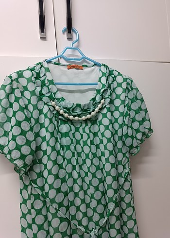 Zincir Detaylı Yeşil Bohem Midi Bluz - Görsel 3