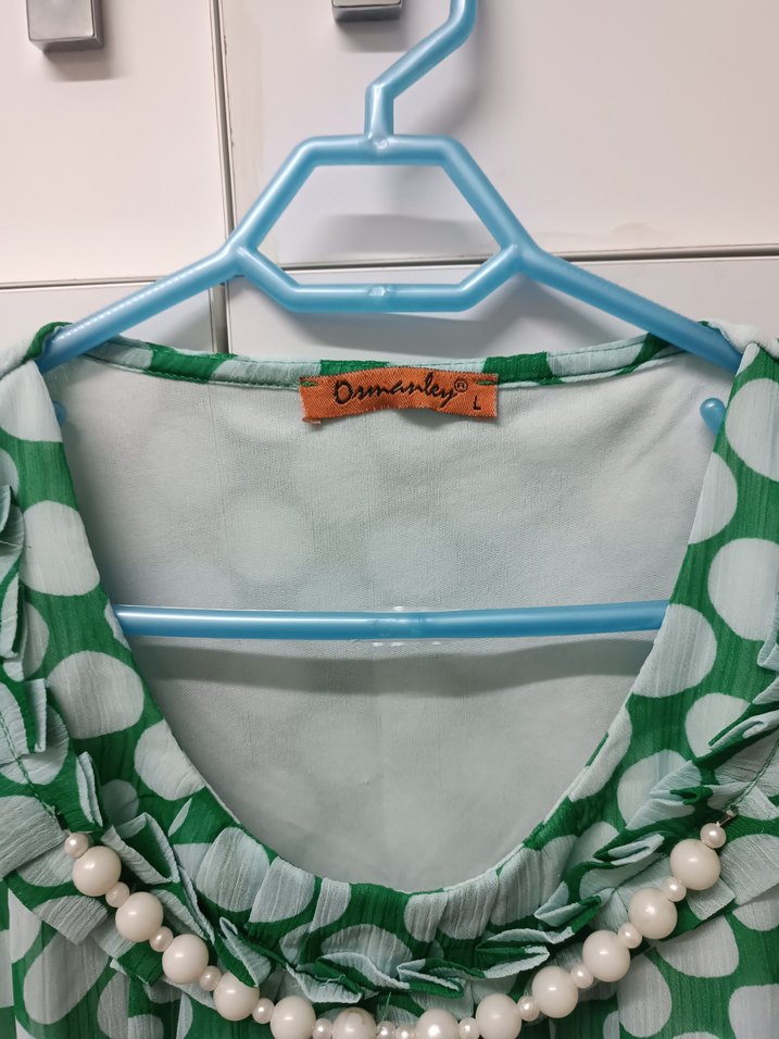 Zincir Detaylı Yeşil Bohem Midi Bluz - Görsel 4