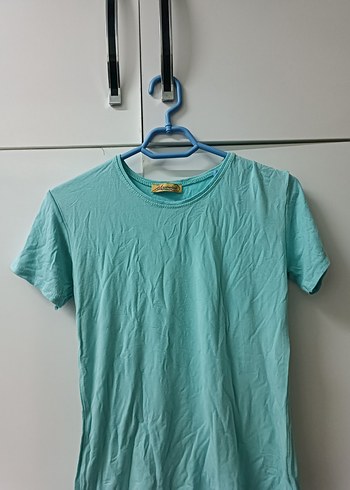 Turkuaz Kadın Kısa Kollu Basic Tişört - Görsel 2