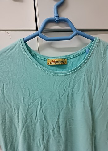 Turkuaz Kadın Kısa Kollu Basic Tişört - Görsel 4