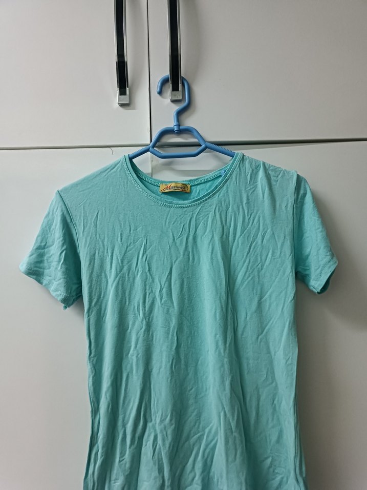 Turkuaz Kadın Kısa Kollu Basic Tişört - Görsel 2