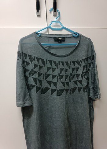 Gri Baskılı Salaş T-shirt - Görsel 3