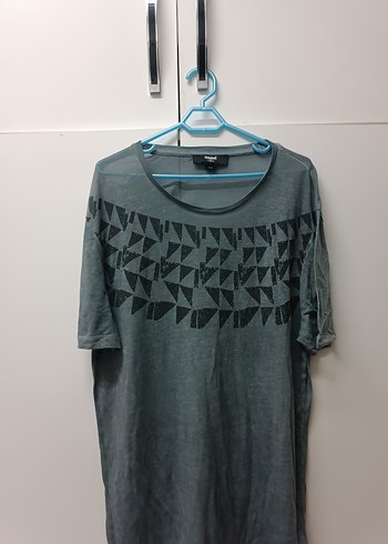 Gri Baskılı Salaş T-shirt - Görsel 2