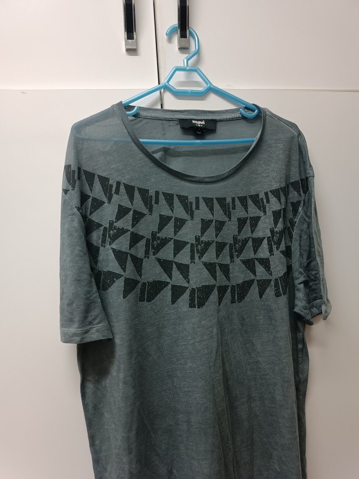 Gri Baskılı Salaş T-shirt - Görsel 3