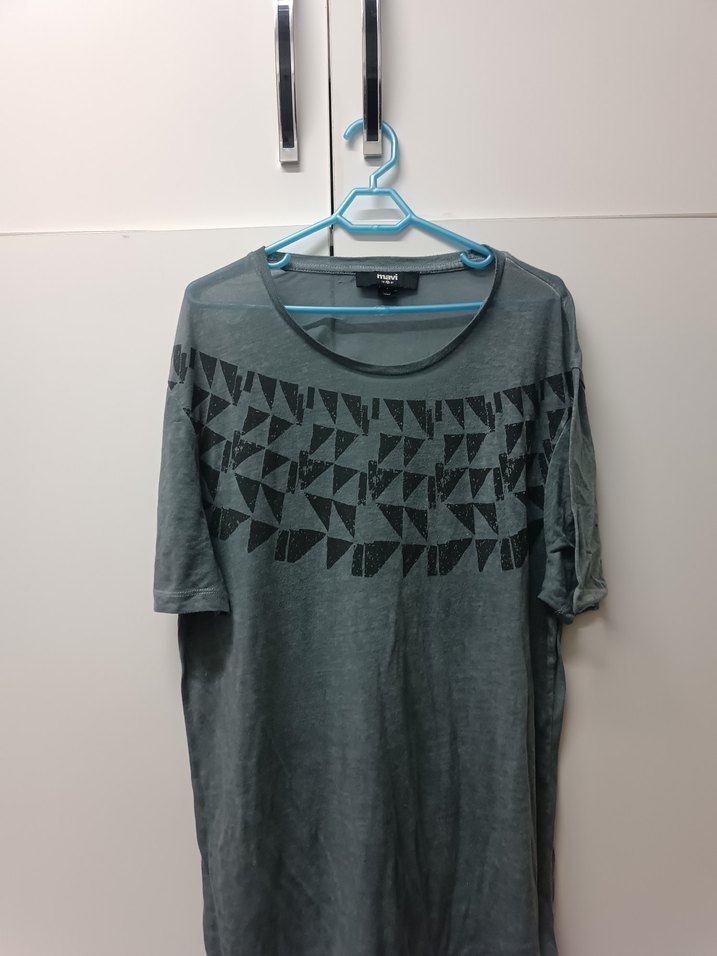 Gri Baskılı Salaş T-shirt - Görsel 2