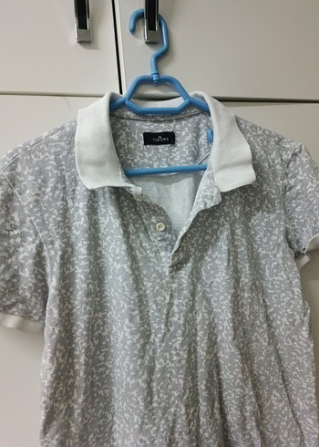 Gri Batik Desenli Kısa Kollu Polo Tişört - Görsel 3