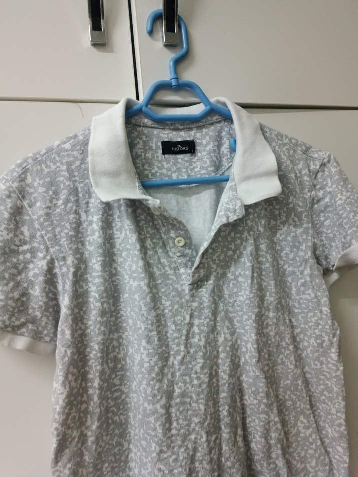 Gri Batik Desenli Kısa Kollu Polo Tişört - Görsel 3