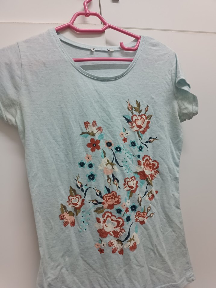 Turkuaz Baskılı Kız Çocuk Tişörtü - Görsel 3