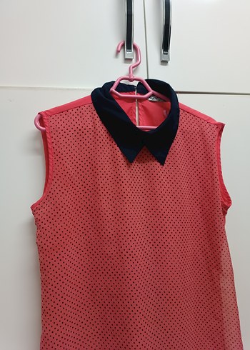 Kragenli Kolsuz Kırmızı Kadın Gömlek - Görsel 4