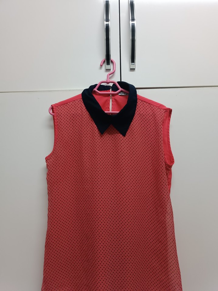 Kragenli Kolsuz Kırmızı Kadın Gömlek - Görsel 2