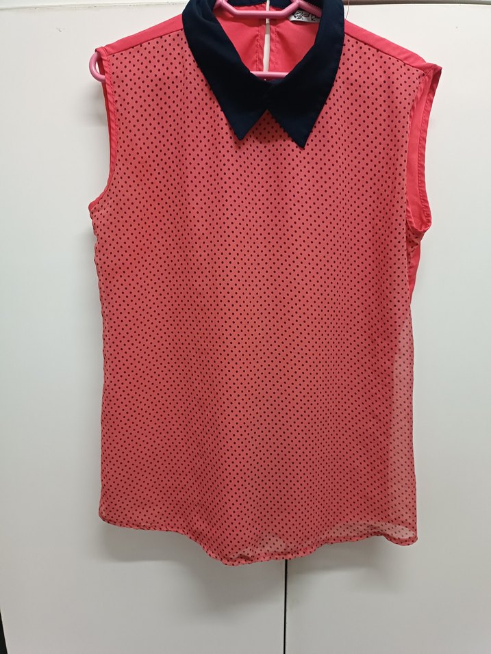 Kragenli Kolsuz Kırmızı Kadın Gömlek - Görsel 3