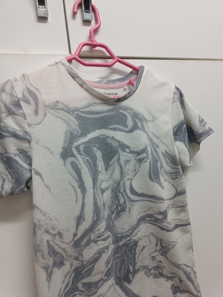 Kız Çocuk Gri Batik Desenli Kısa Kollu Tişört - Görsel 3