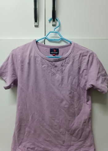 Kadin Lila Keten Kısa Kollu Tişört - Görsel 2
