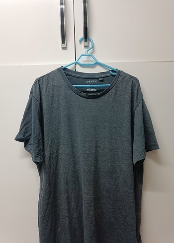 Gri Erkek Denim Tişört, Yuvarlak Yaka, Kısa Kollu - Görsel 2