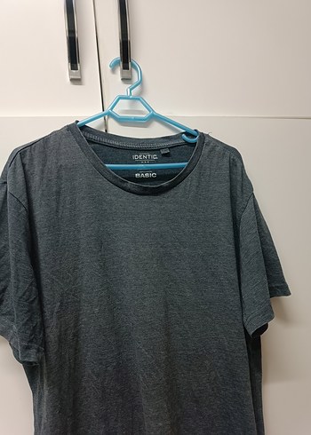 Gri Erkek Denim Tişört, Yuvarlak Yaka, Kısa Kollu - Görsel 3