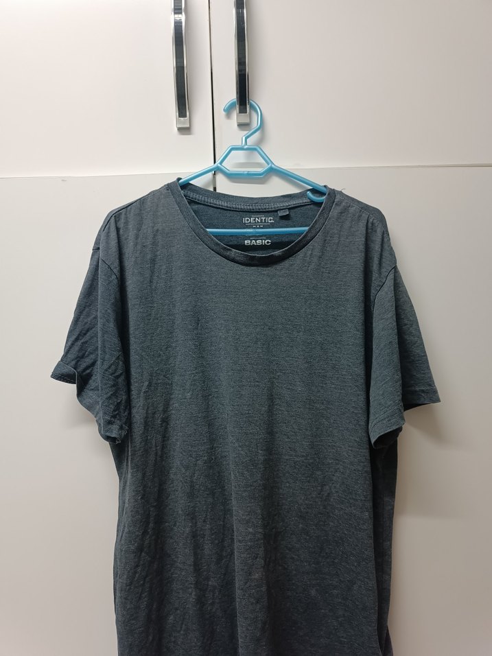 Gri Erkek Denim Tişört, Yuvarlak Yaka, Kısa Kollu - Görsel 2