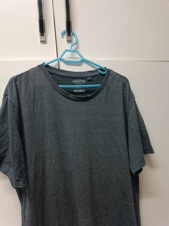 Gri Erkek Denim Tişört, Yuvarlak Yaka, Kısa Kollu - Görsel 3