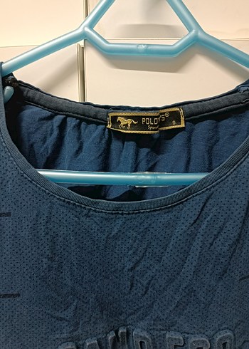 Erkek Koyu Mavi Baskılı Denim Tişört - Görsel 4