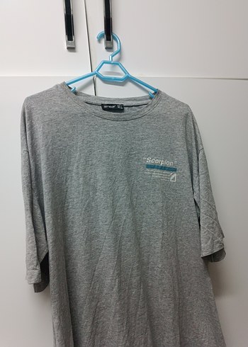 Gri Keten Erkek Tişört, Kısa Kollu, Rahat Kesim - Görsel 3