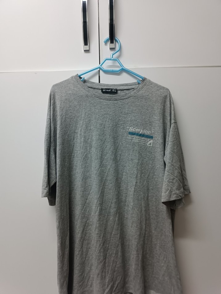 Gri Keten Erkek Tişört, Kısa Kollu, Rahat Kesim - Görsel 2