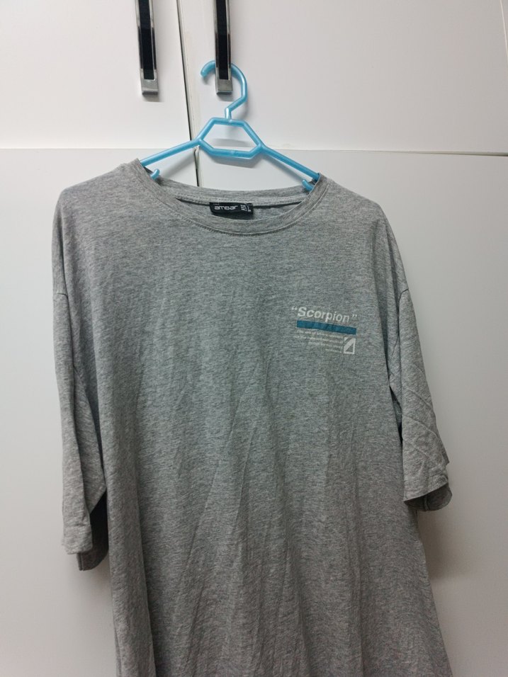 Gri Keten Erkek Tişört, Kısa Kollu, Rahat Kesim - Görsel 3