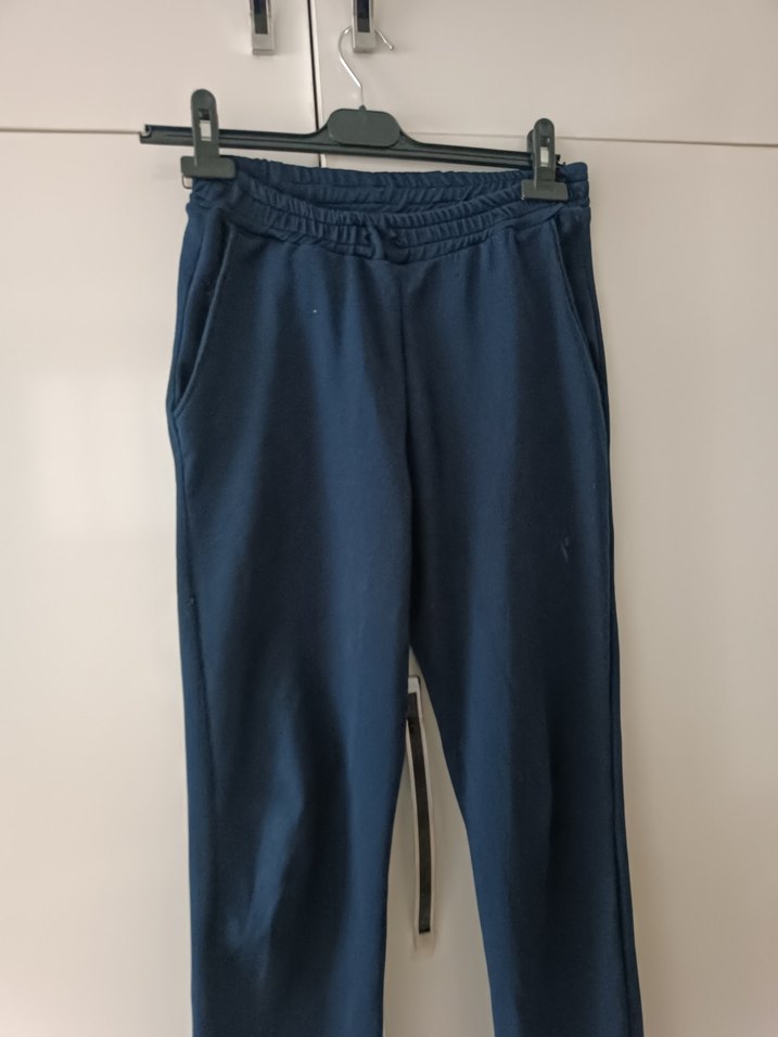 Kadın Lacivert Bol Kesim Midi Kot Eşofman - Görsel 3