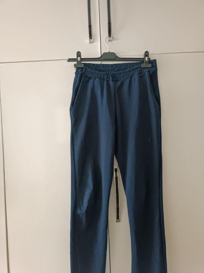 Kadın Lacivert Bol Kesim Midi Kot Eşofman - Görsel 2