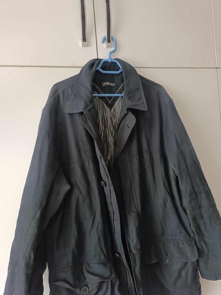 Erkek Gri Keten Düğmeli Midi Ceket - Görsel 3