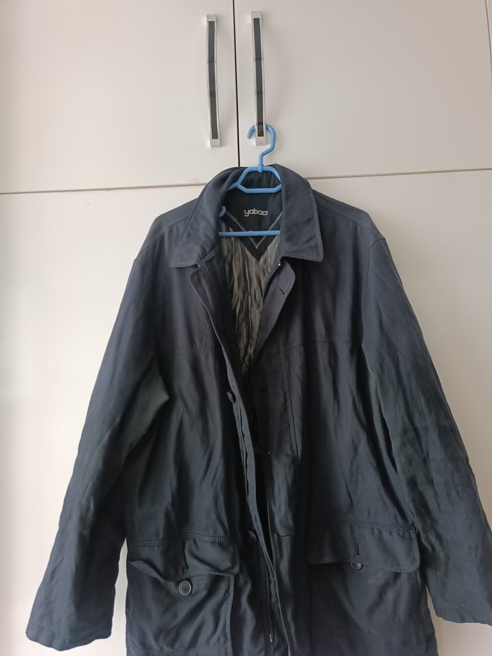 Erkek Gri Keten Düğmeli Midi Ceket - Görsel 2