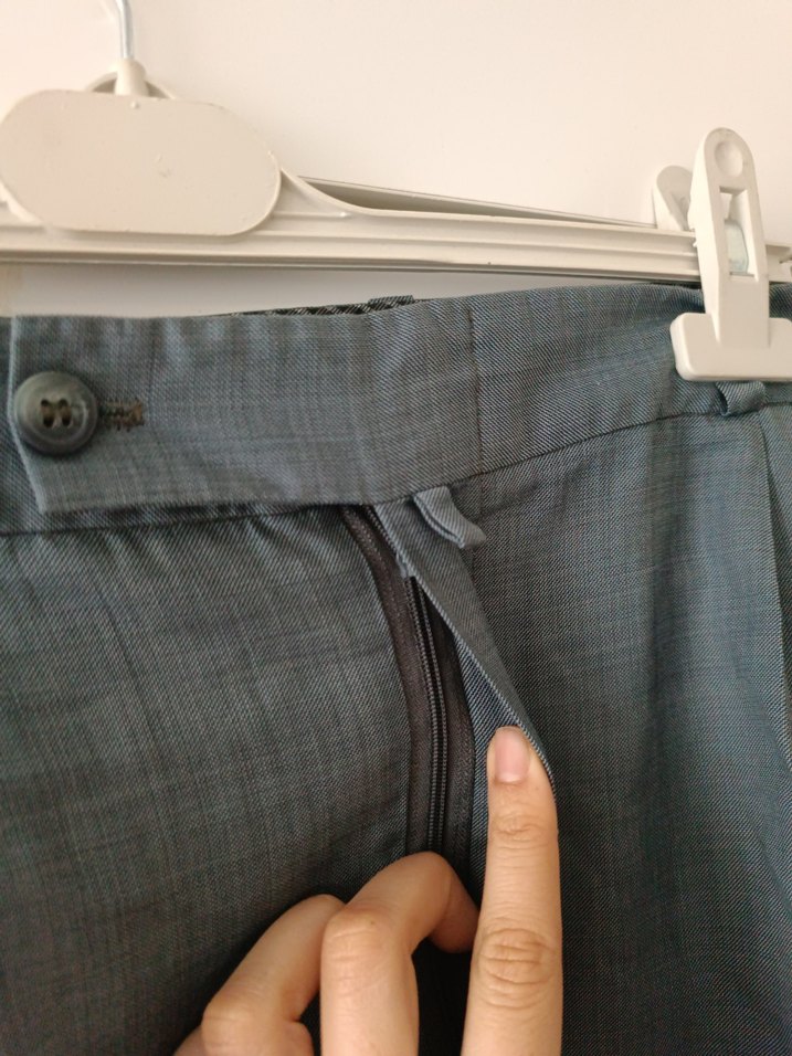 Gri Keten Pilili Erkek Pantolon - Görsel 5