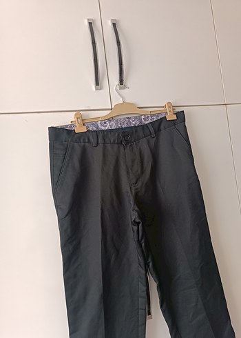 Gri Keten Regular Fit Kemerli Erkek Pantolon - Görsel 3
