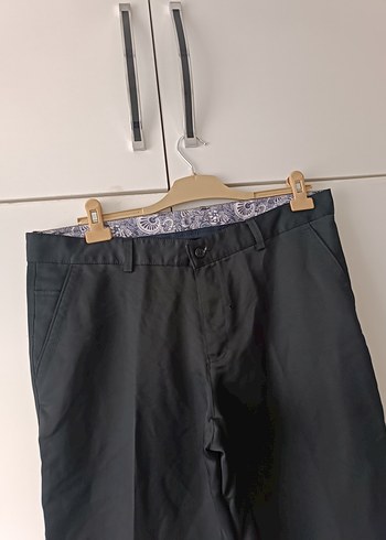 Gri Keten Regular Fit Kemerli Erkek Pantolon - Görsel 4