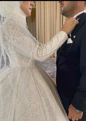 İnci detaylı gelinlik sadece bir kere giyildi tertemiz - Görsel 5