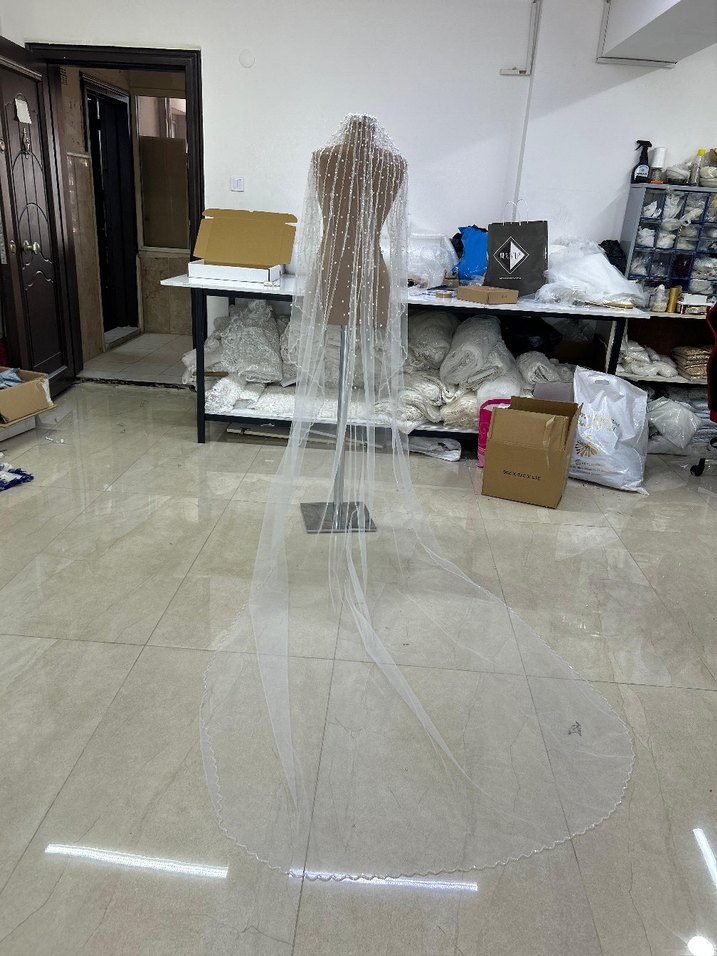 Boncuk İşlemeli sıfır kutulu duvak - Görsel 2