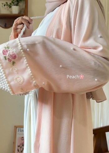 Nakış İşlemeli Pembe Bohem Uzun Kadın abaya - Görsel 5