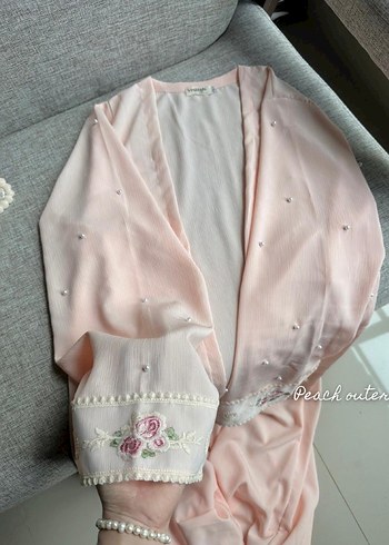 Nakış İşlemeli Pembe Bohem Uzun Kadın abaya - Görsel 7