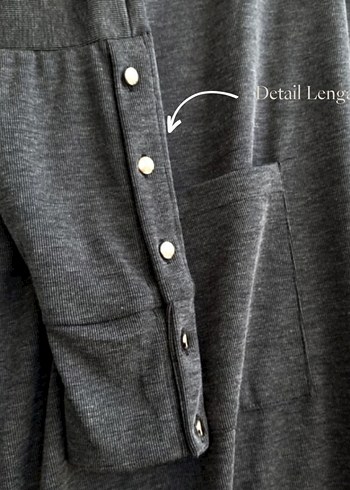 Gri Kadın Uzun Düğmeli Elbise - Görsel 2