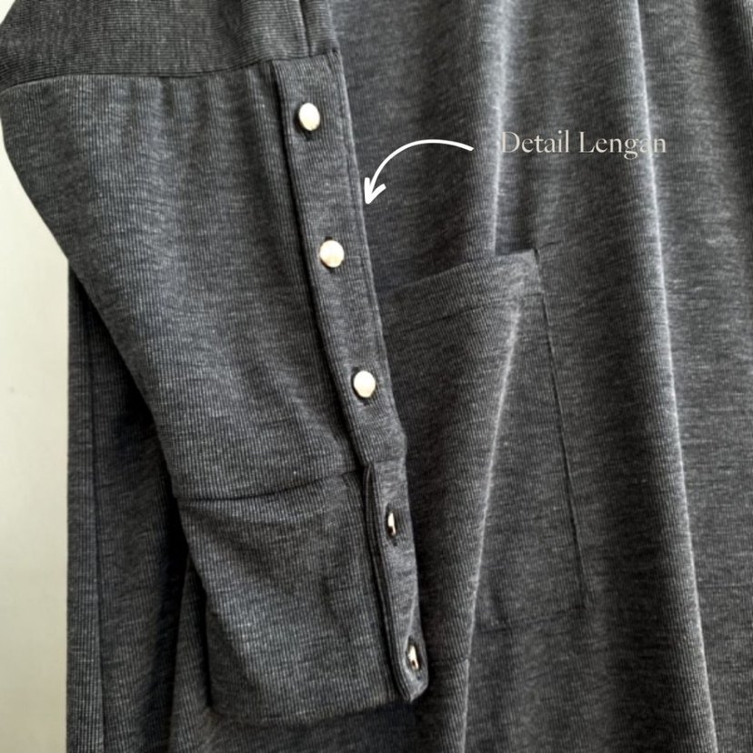 Gri Kadın Uzun Düğmeli Elbise - Görsel 2