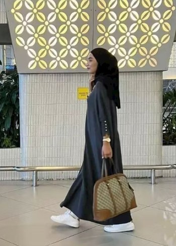 Gri Uzun Salaş Kadın Elbise triko - Görsel 3