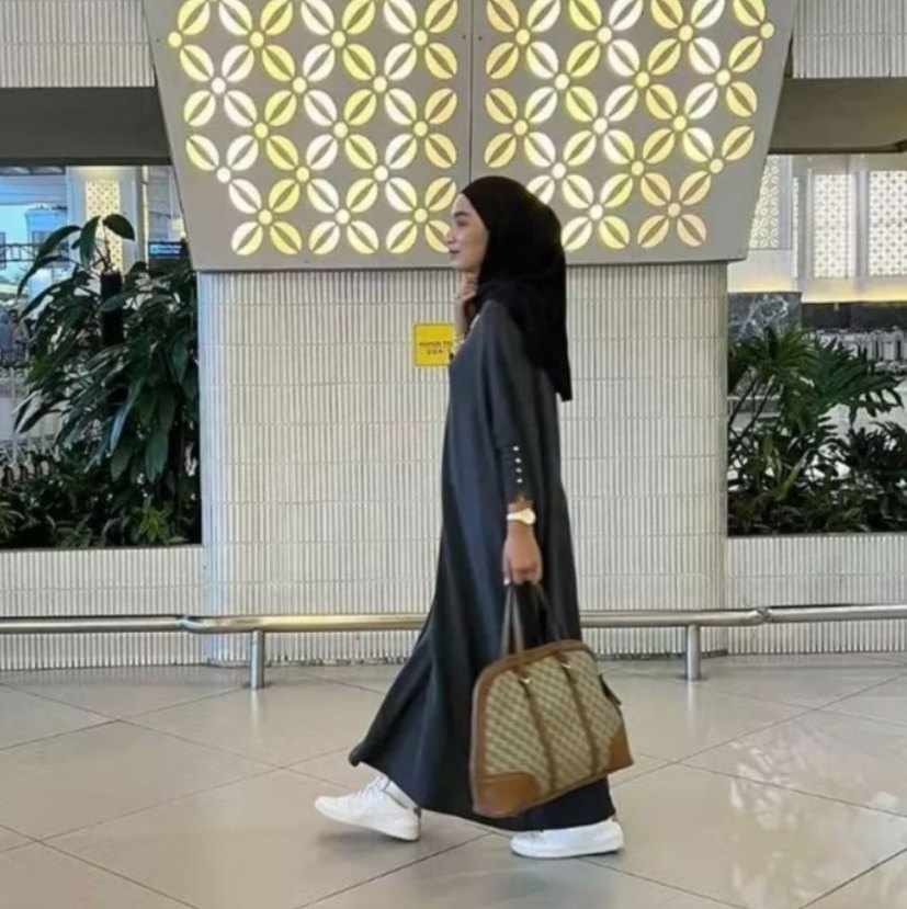 Gri Uzun Salaş Kadın Elbise triko - Görsel 3