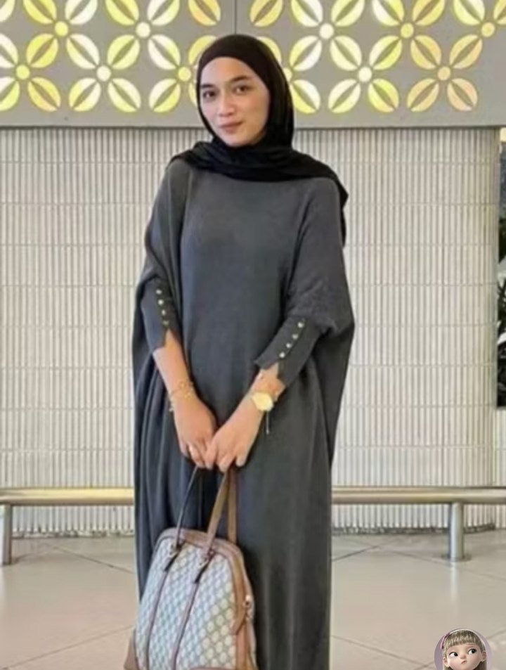 Gri Uzun Salaş Kadın Elbise triko - Görsel 2